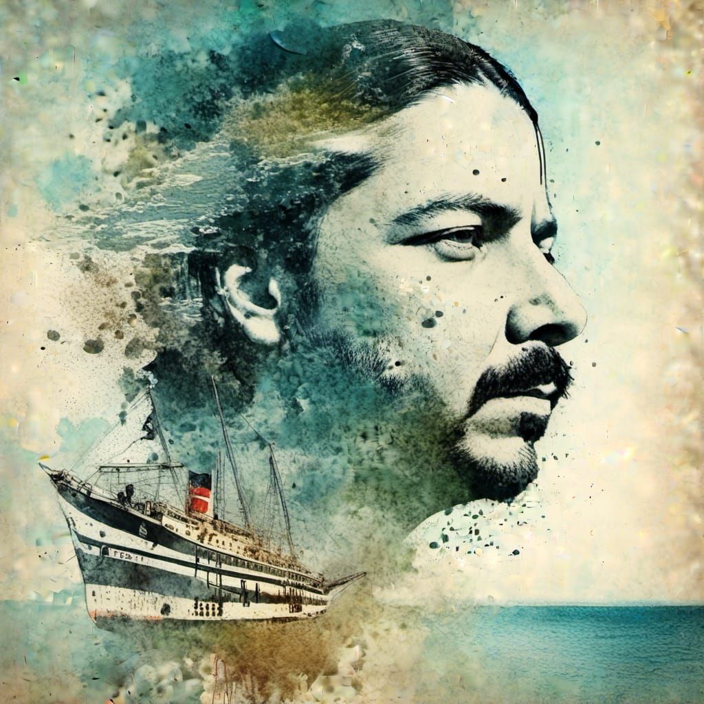 Surreal Beach Scene in Double Exposure Style