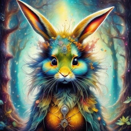 Enchanted Forest Bunny Fairy: Alcohol Ink and Oils