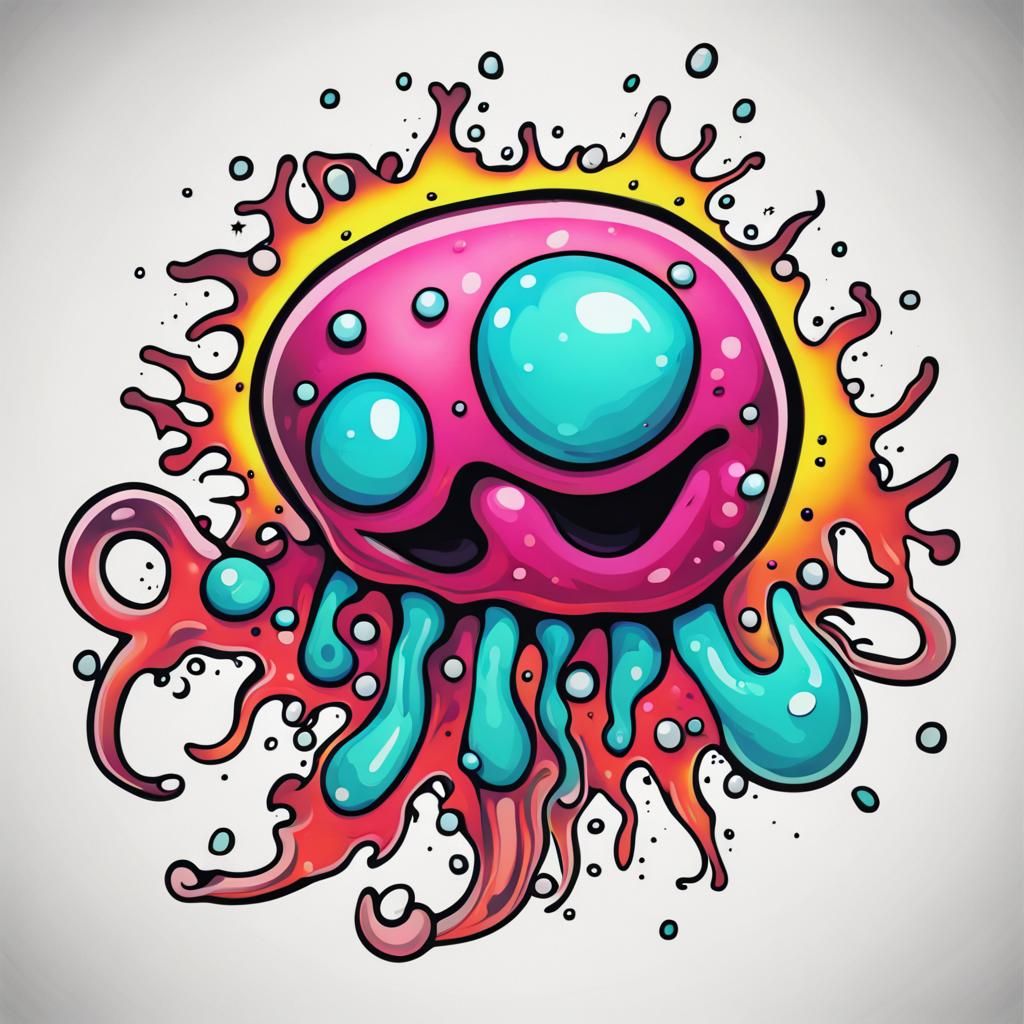 Cute Amoeba Tattoo Design in New School Style