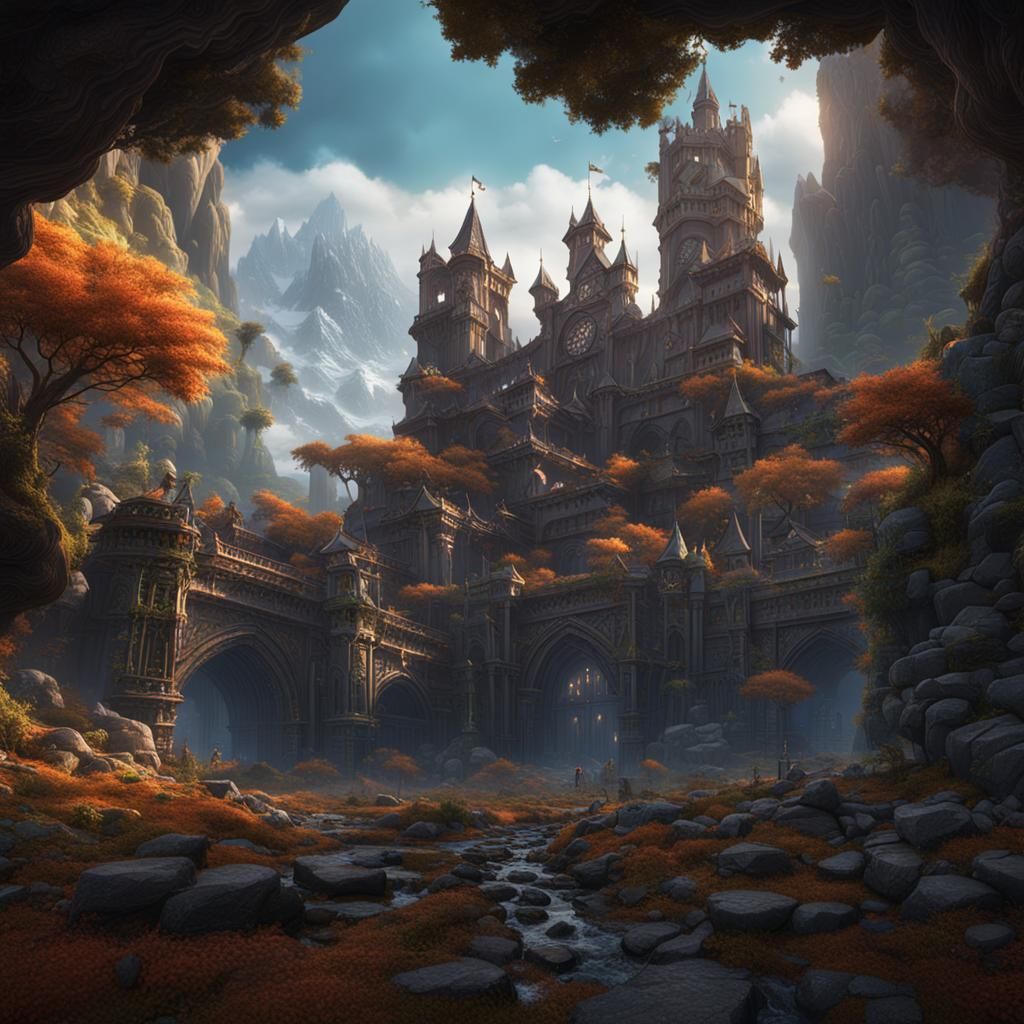 Fantastical Matte Painting in Deep Color, 8K