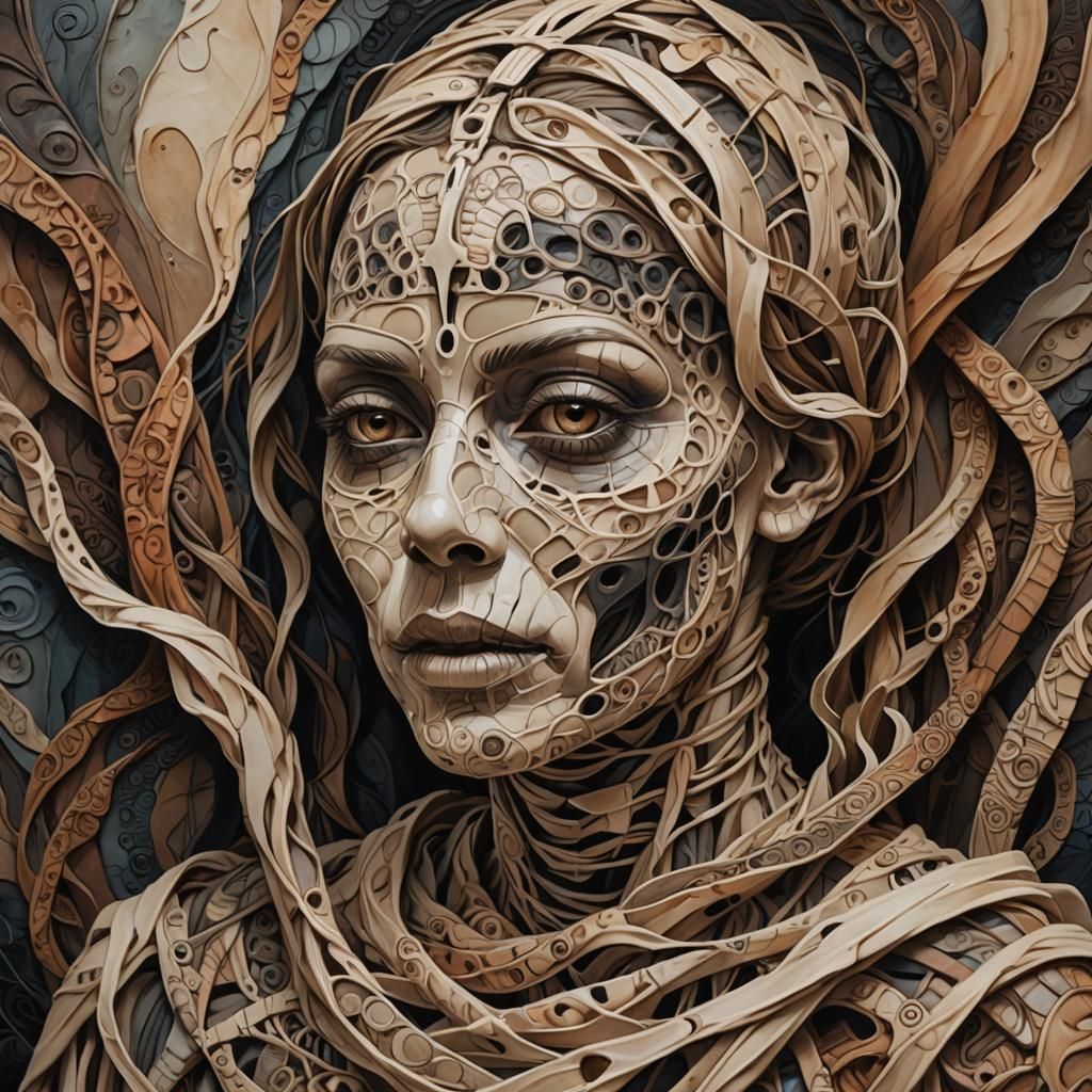 Surreal Ghost Mummy Portrait in Dreamlike Style