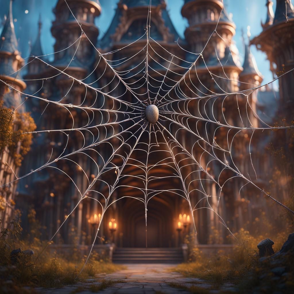 Spider Creates Magical Palace Web: Fantasy Concept Art