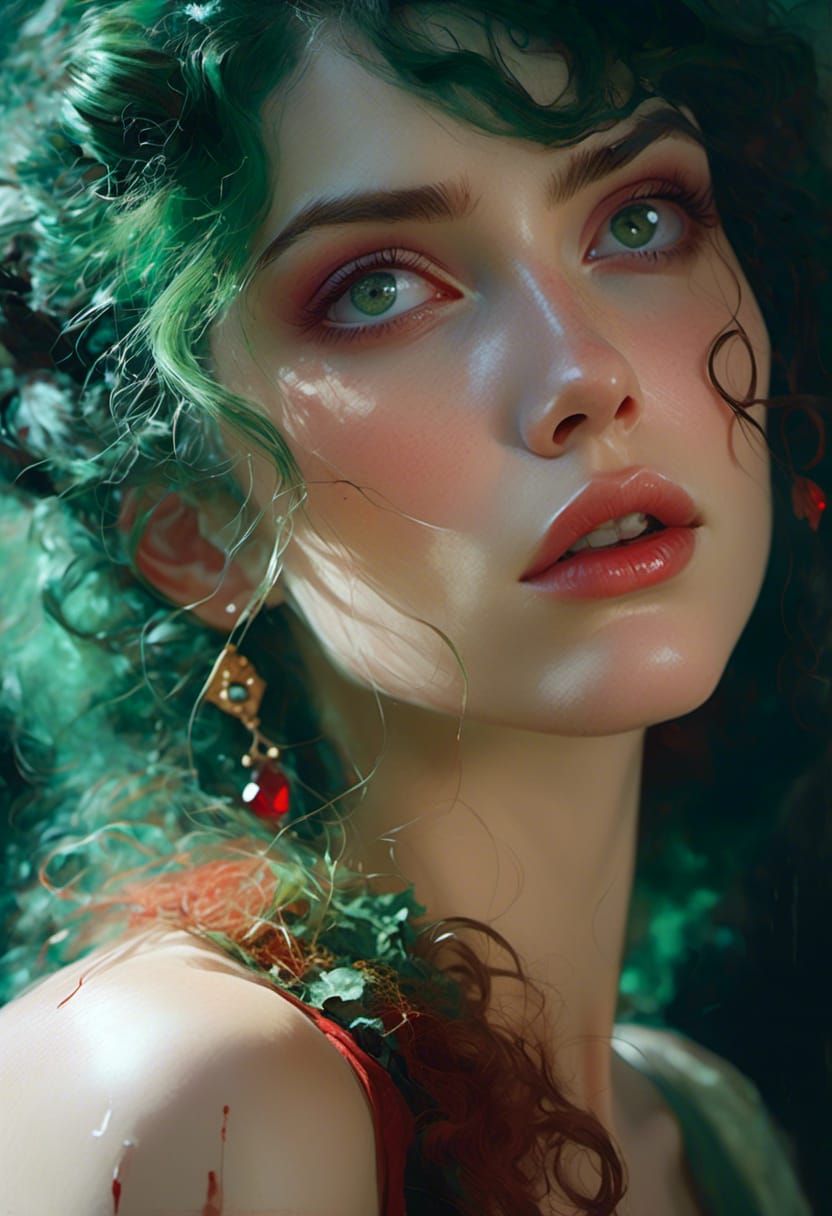 Vampiress as Bride of Dracula in Detailed Matte Painting