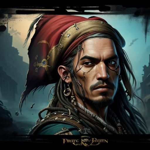 Detailed Pirate Portrait in Splash Art Style