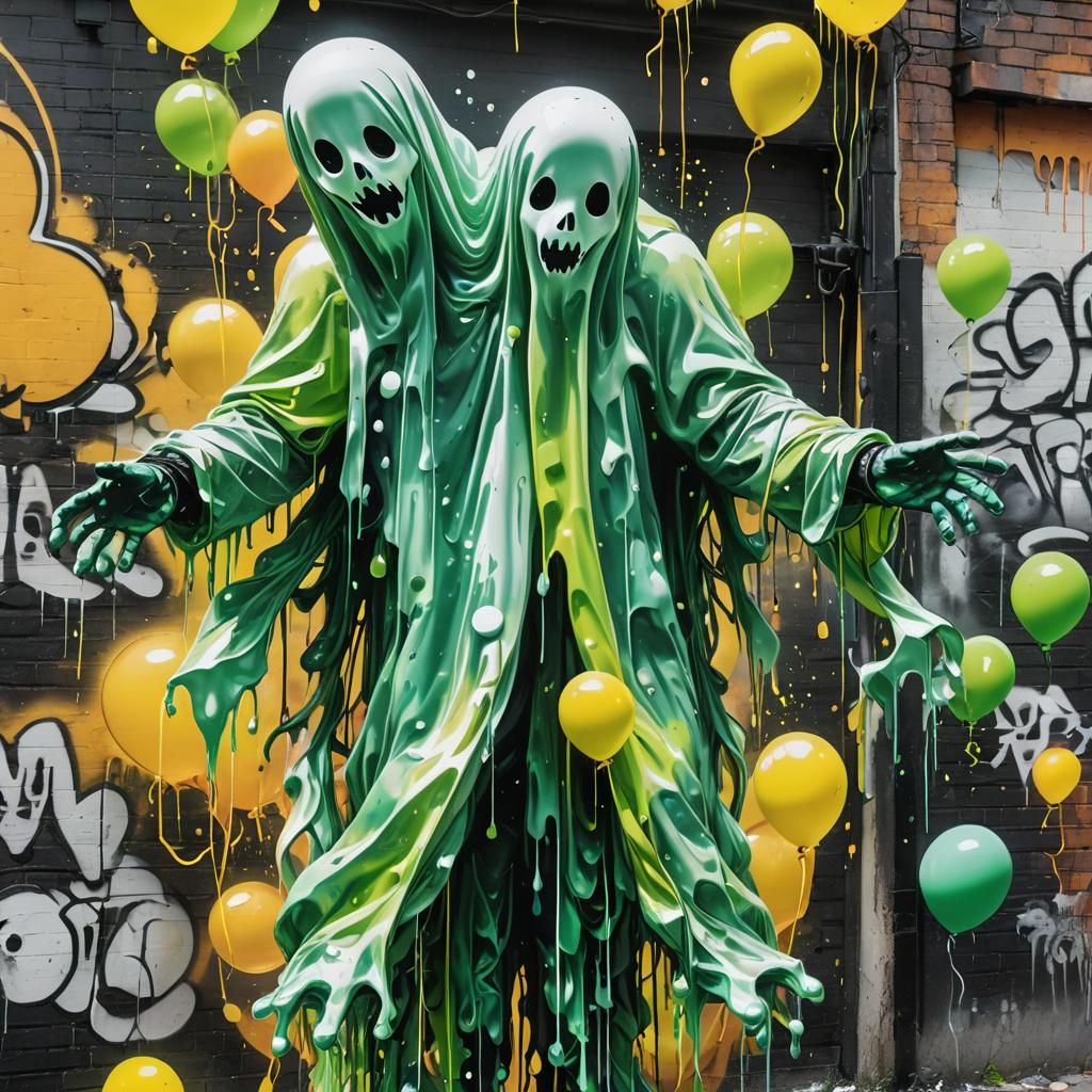 Radioactive Balloon Ghost Graffiti Art