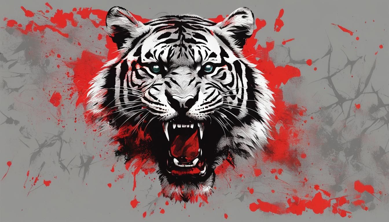 Grunge Style Asian Tiger in Synchronized Chaos