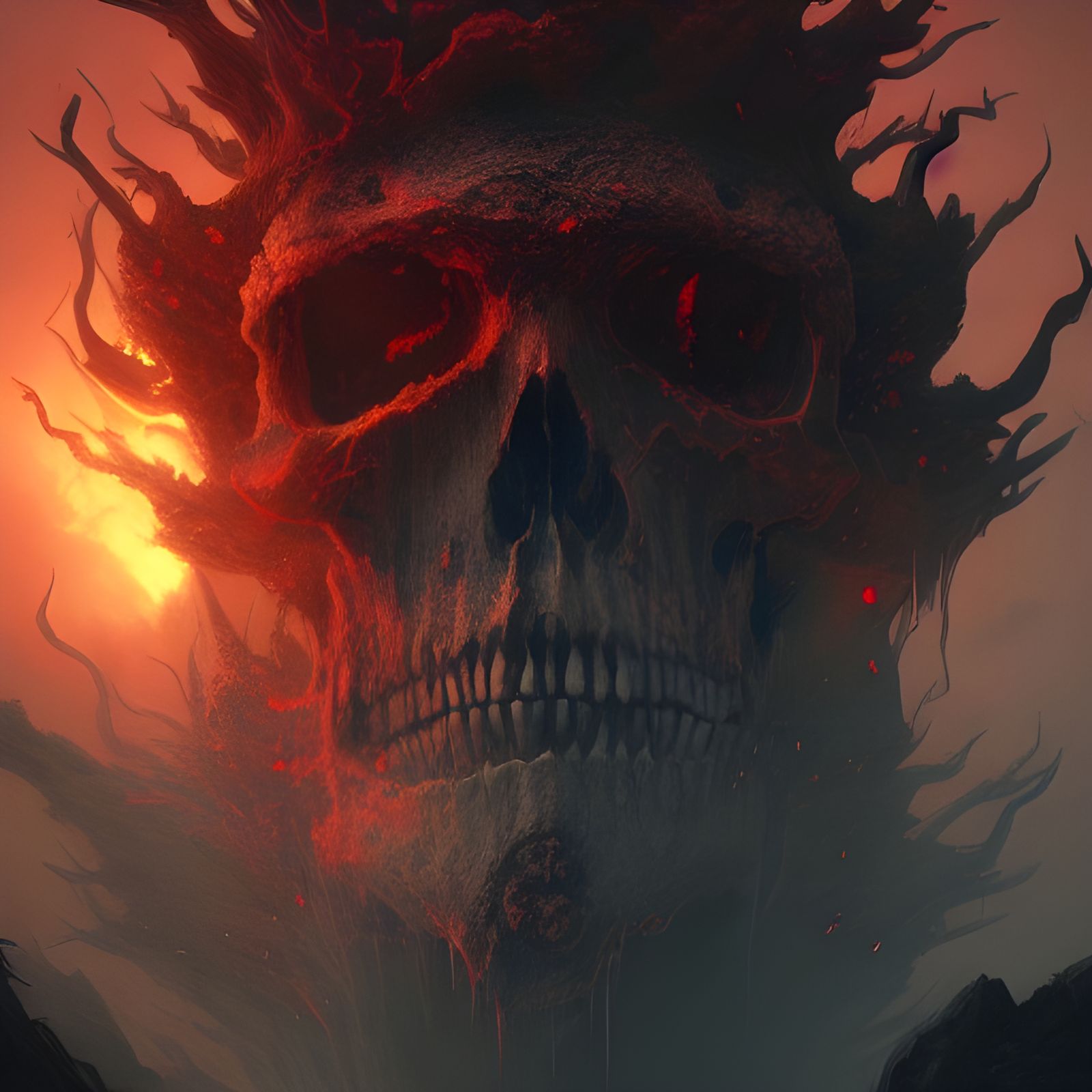 Skull Volcano in Dark Fantasy Concept Art