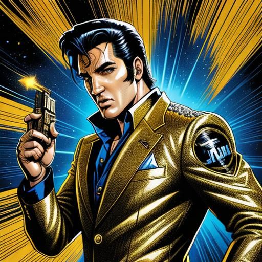 Elvis in Gold Suit: Comic Book Pop Art