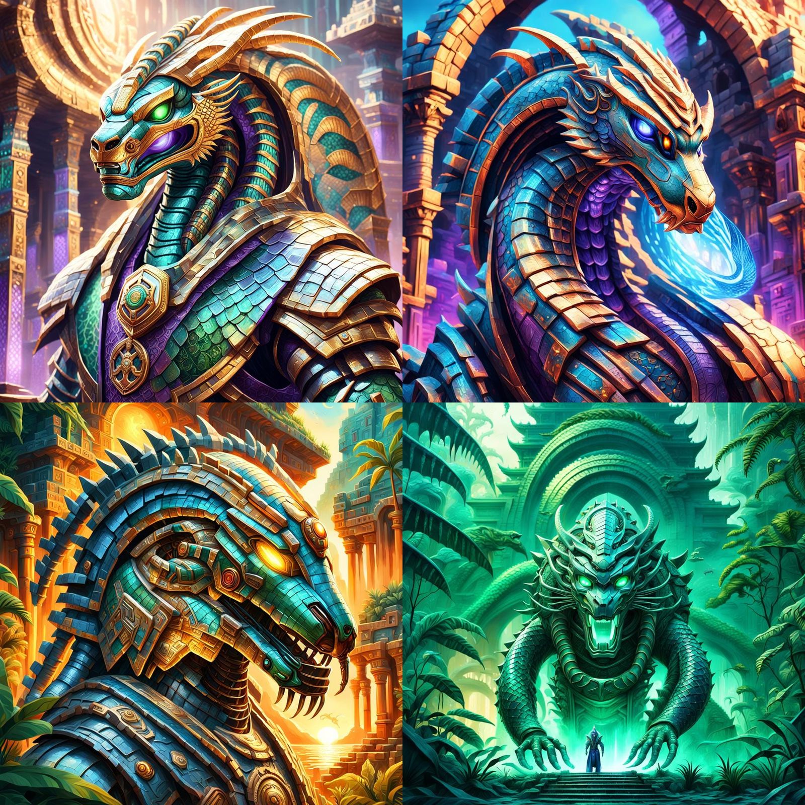 A Robotic Naga Rises with Glowing Cobra Hood