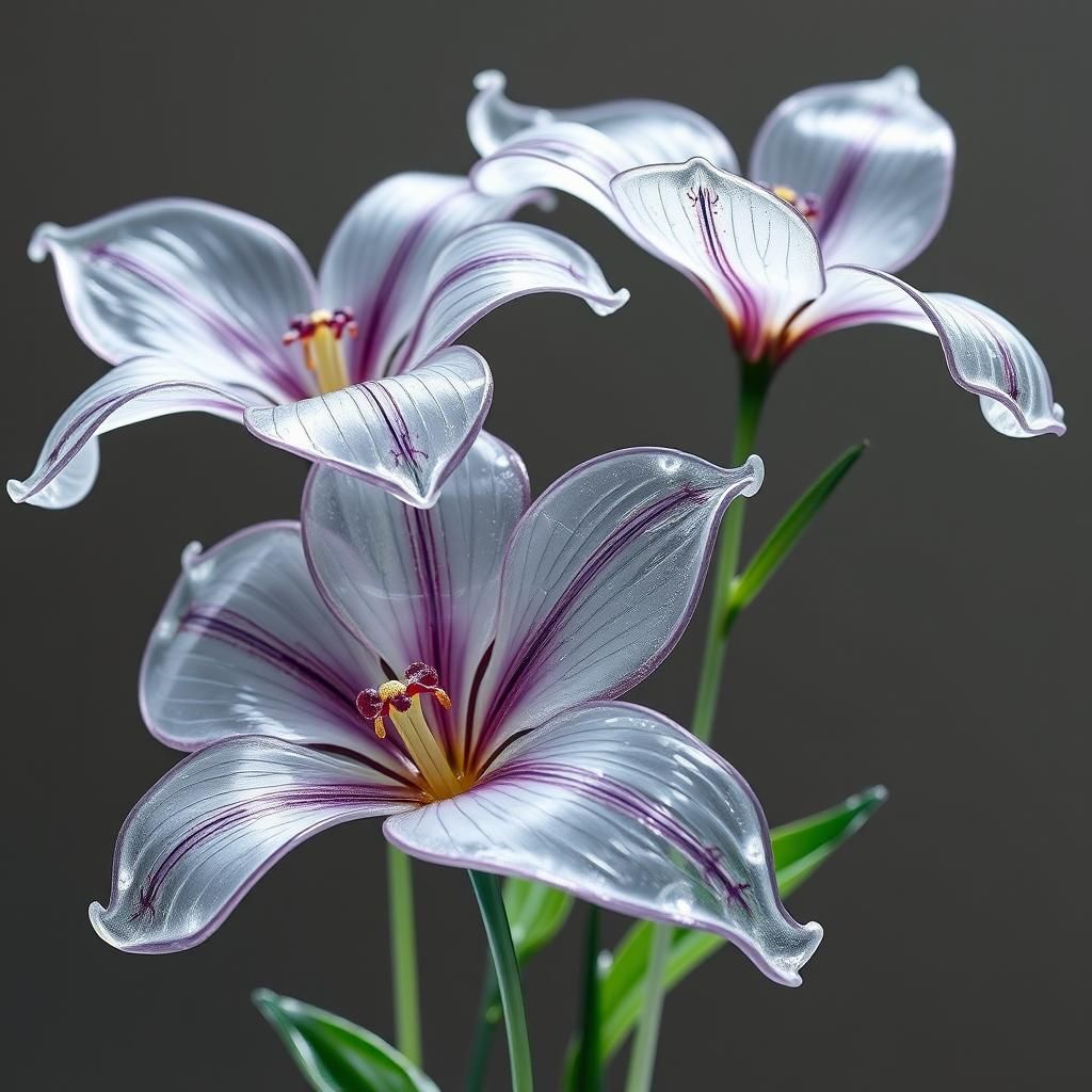 Exquisite Glass Flowers with Enamel Details