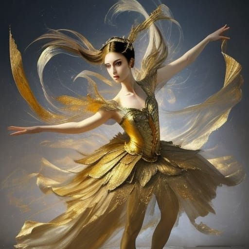 Ballet Dancer in Grand Theater Oil Painting