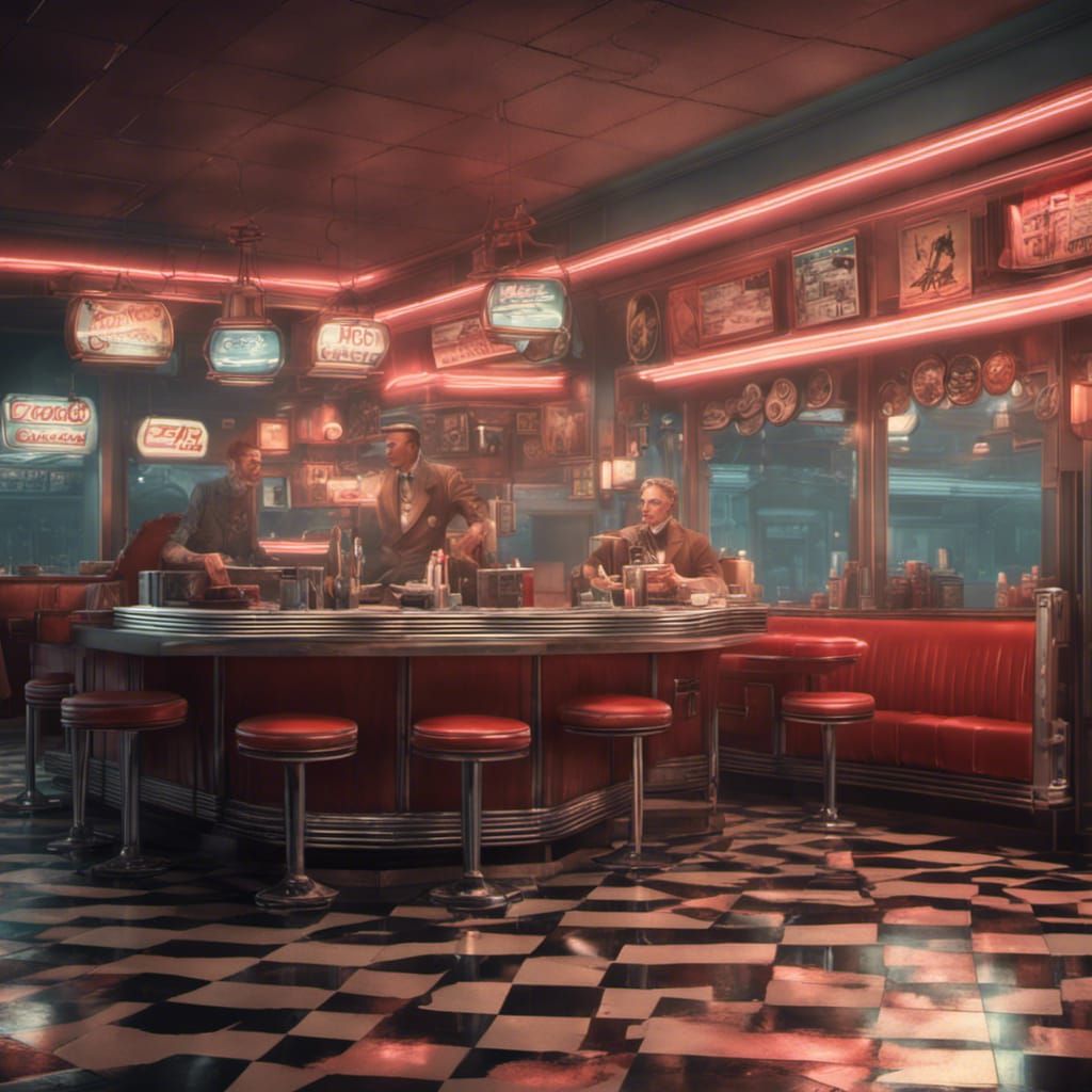 Nostalgic 1950s Diner in Digital Matte Painting