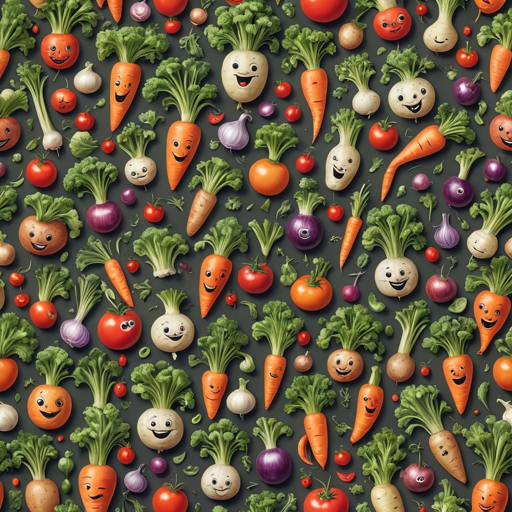 Dancing Vegetables with Faces in Hyperrealistic 3D
