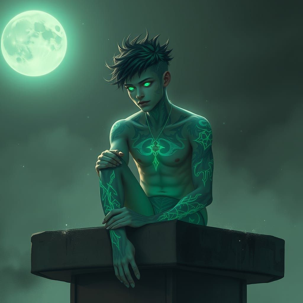 Androgynous Being Surrounded by Mystical Aura in a Dreamlike...