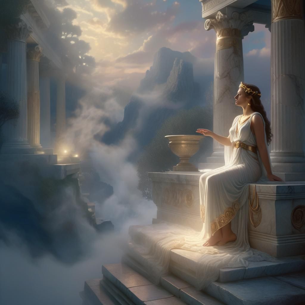 Apollo's Priestess in Ancient Greece, Digital Painting