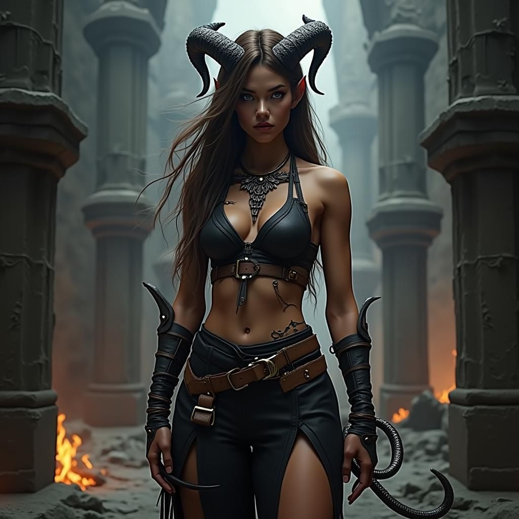 Demon Rogue Kek on Ancient Ruins in Fantasy Art