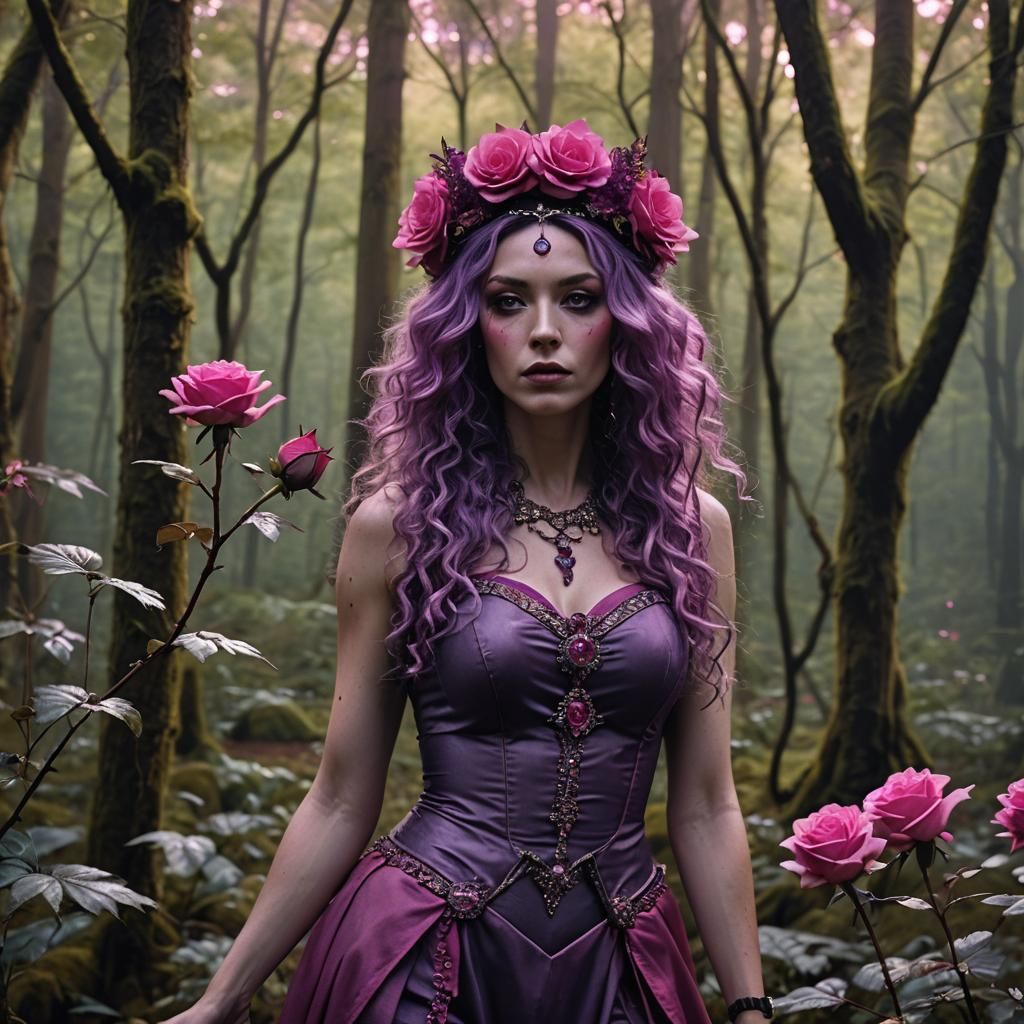 Purple Haired Maiden in Magical Forest