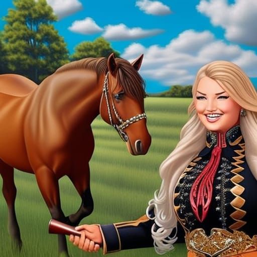 Hyper Realistic Western Cowgirl in a Field