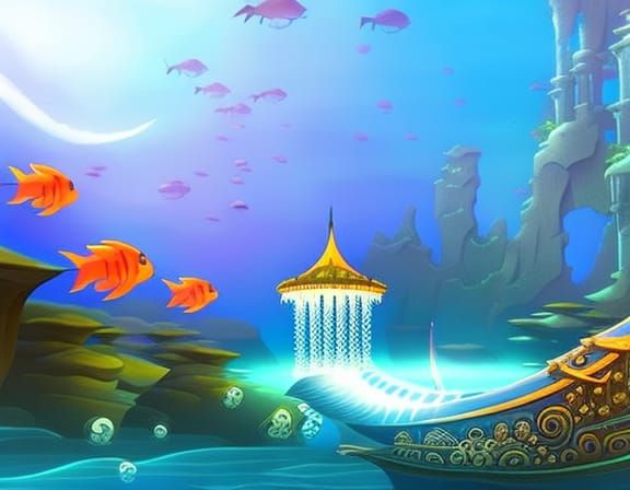 Submarine Discovers Atlantis in Digital Painting