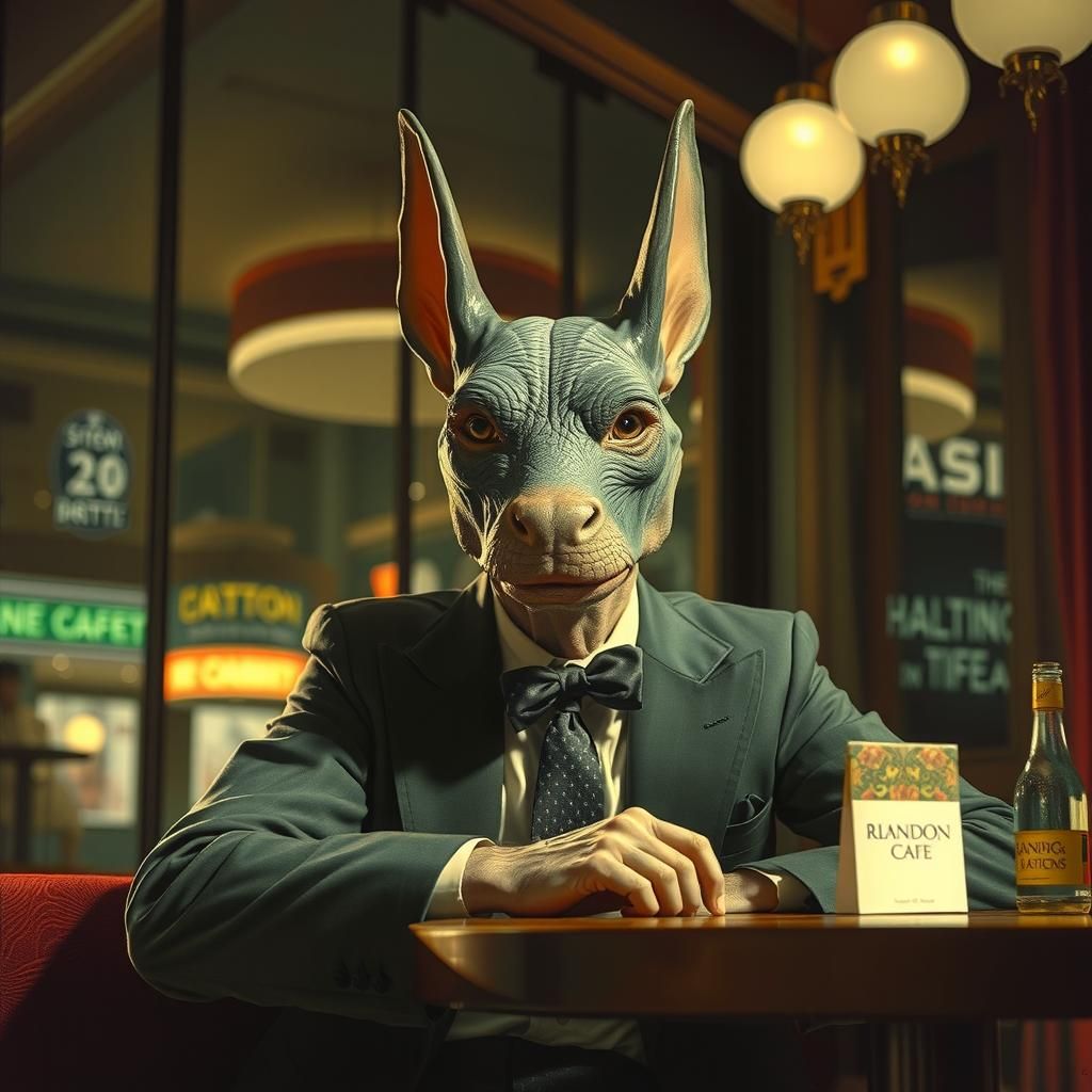 Art Deco Cafe Scene in 1920s Illustration Style