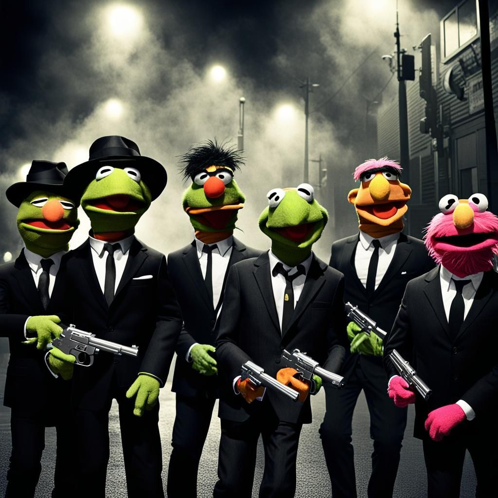 Sesame Street as Reservoir Dogs in Black and White