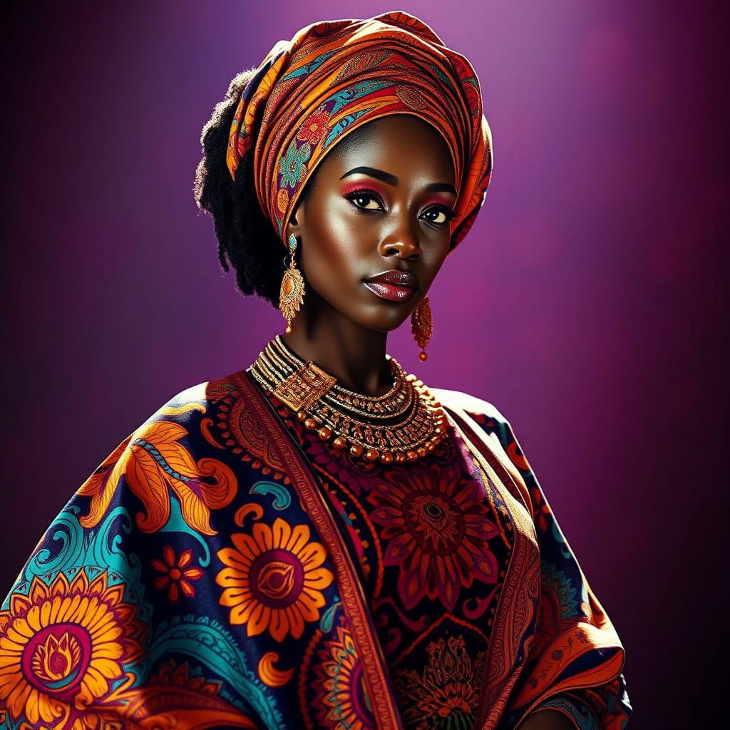 Regal Black African Woman in Vibrant Dashiki