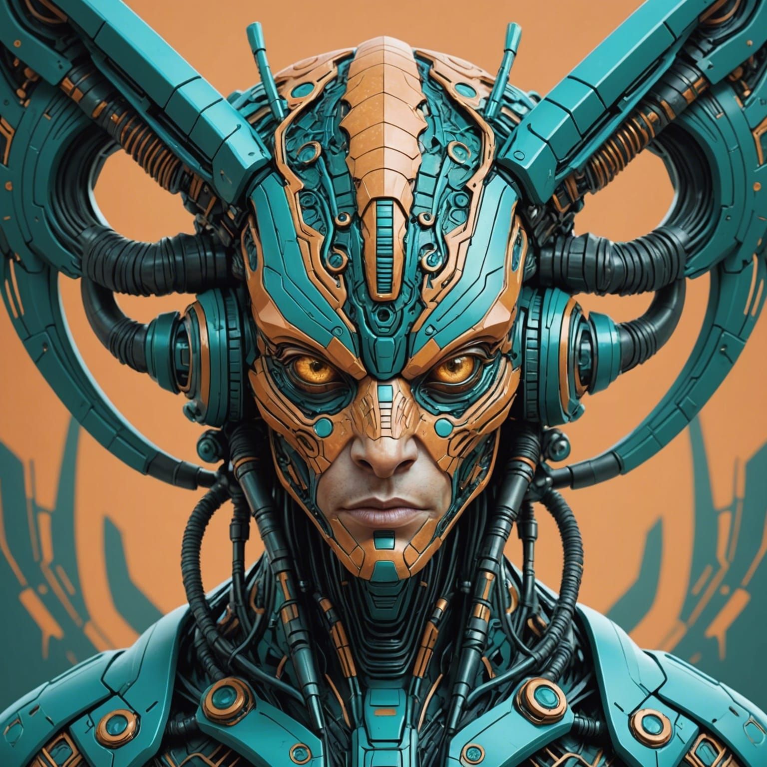 Alien Cyborg Portrait in Sci-Fi Style