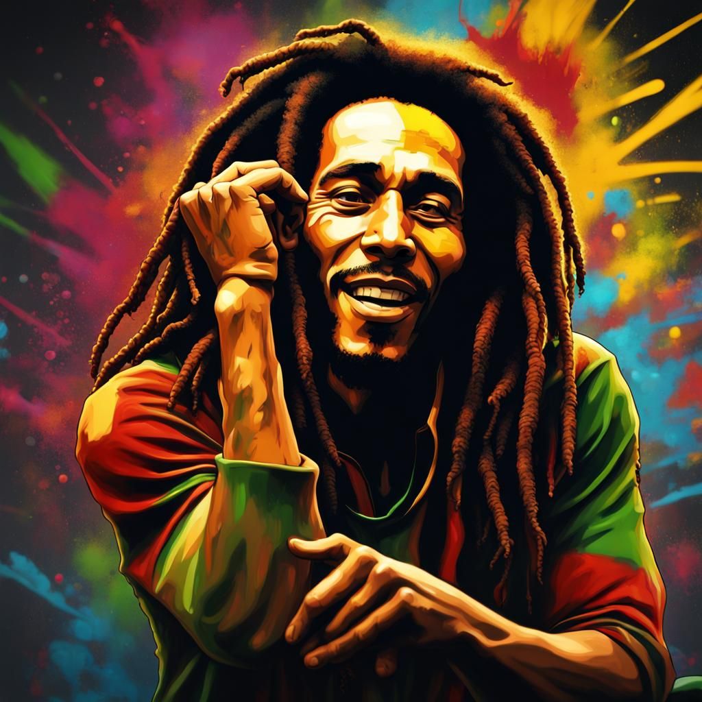 Bob Marley Graffiti Art with Volumetric Lighting