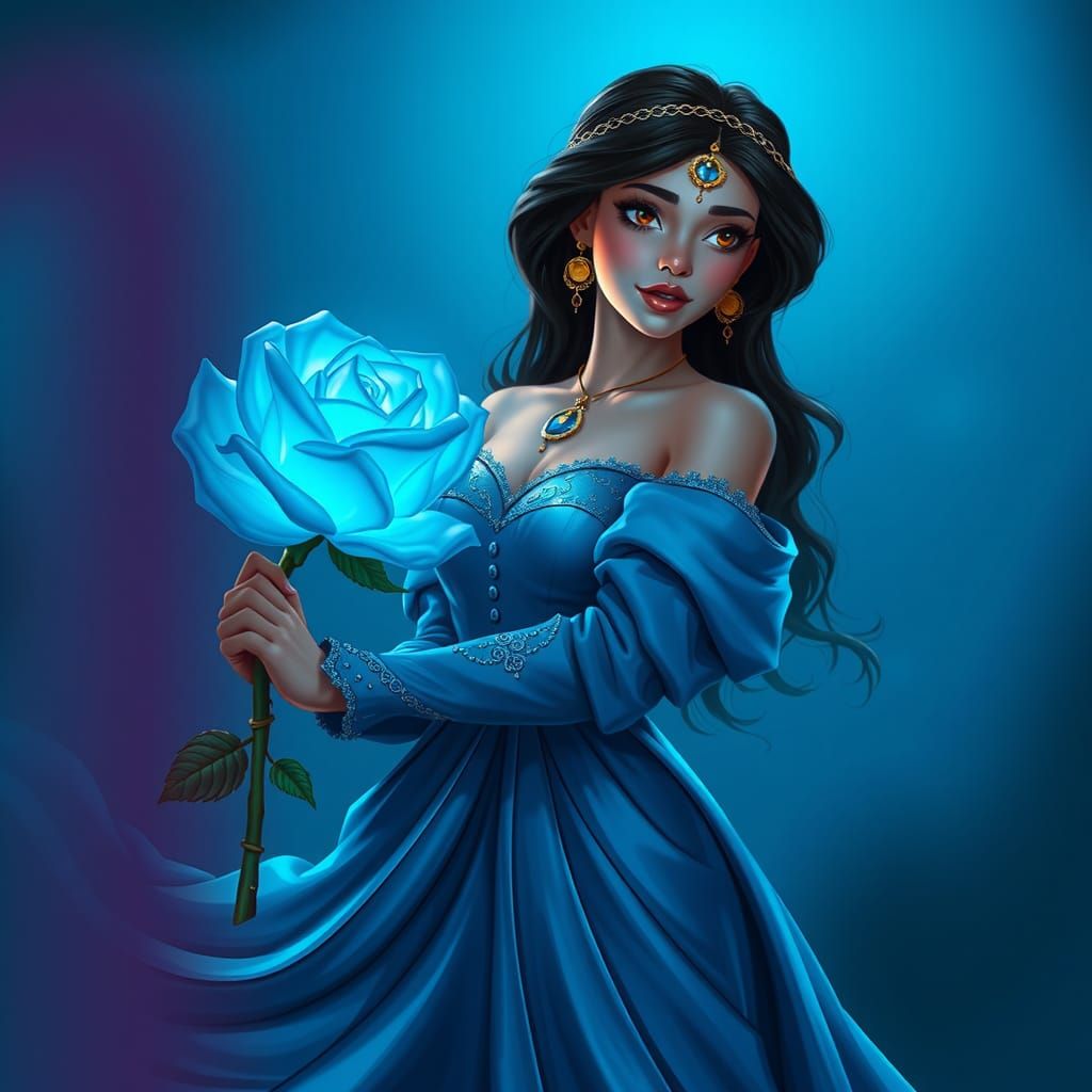 Radiant Jasmine with Glowing Rose: Concept Art