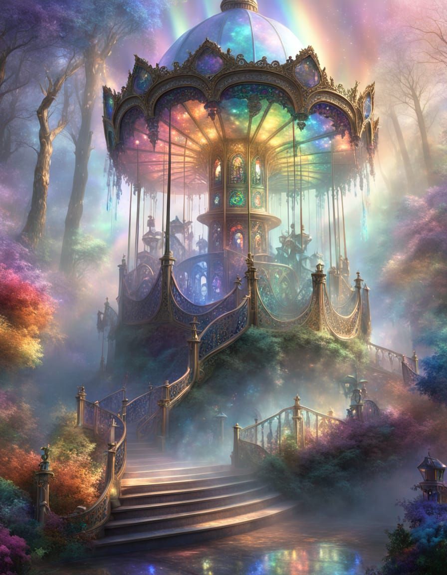 Rainbow Opal Carousel in Ethereal Forest