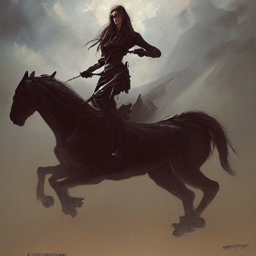 Sinister Battle Maiden on War Horse