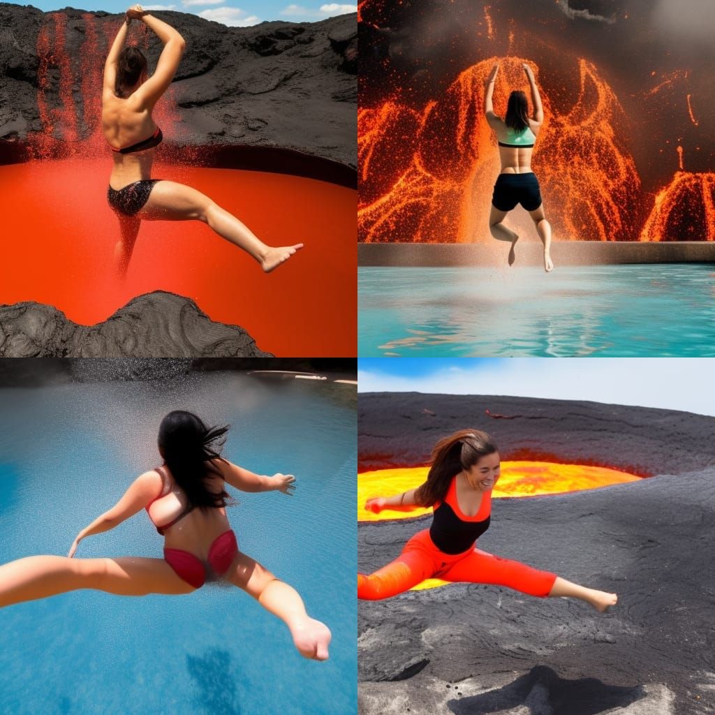 Woman's Lava Dive: Volcanic Plunge