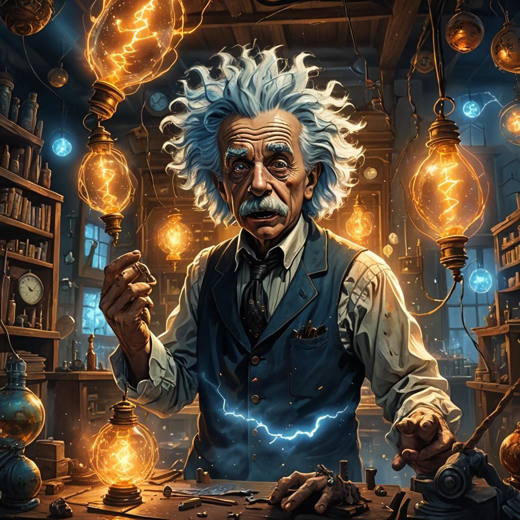 Undead Einstein Concept Art in a Laboratory