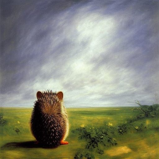 Hedgehog and HedgeFog in Landscape Surrealism Style
