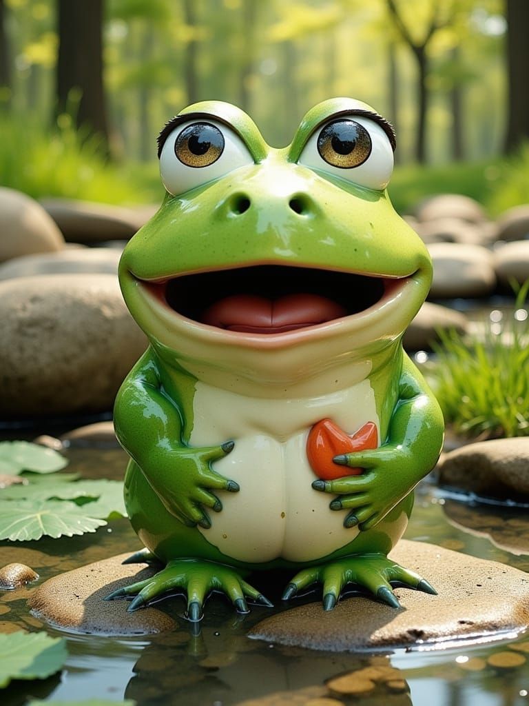 A Surprised Frog in 1950s Comic Style