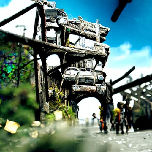 Post-Apocalyptic Car Bridge in Cinematic 3D