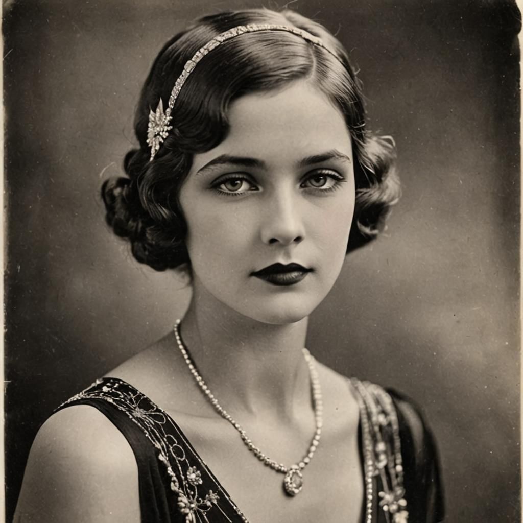 1920s Woman in Black and White Photo