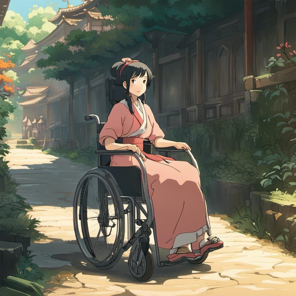 Anime Chinese Princess in Wheelchair: Ghibli Style