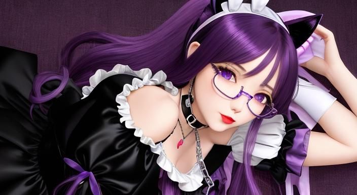 French Maid with Purple Hair, Disney Style