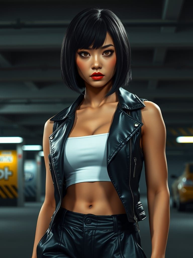 Female Yakuza Boss in Gritty Photorealistic Style