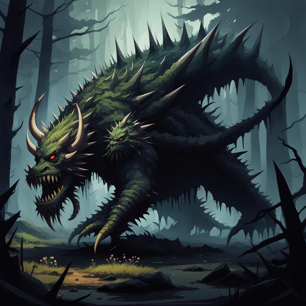 Sinister Spike Forest Monster by Rutkowski Style
