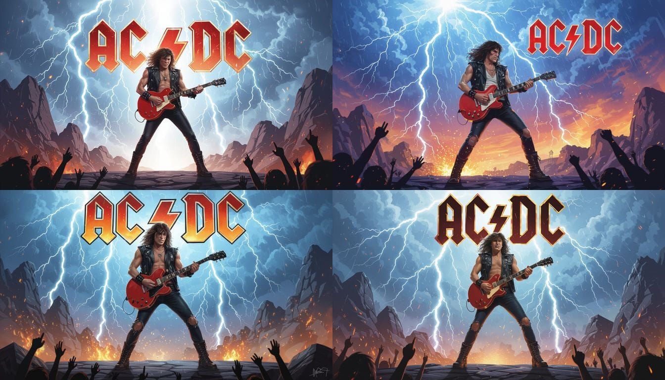 Epic Rock Star on Stage with Lightning, Hard Rock Album Art