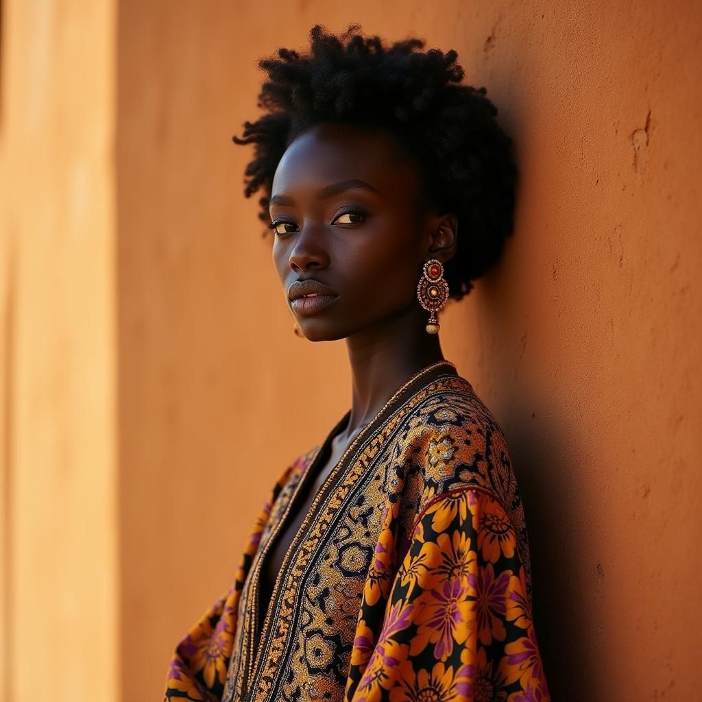 Elegant Senegalese Model in Vibrant African Portrait