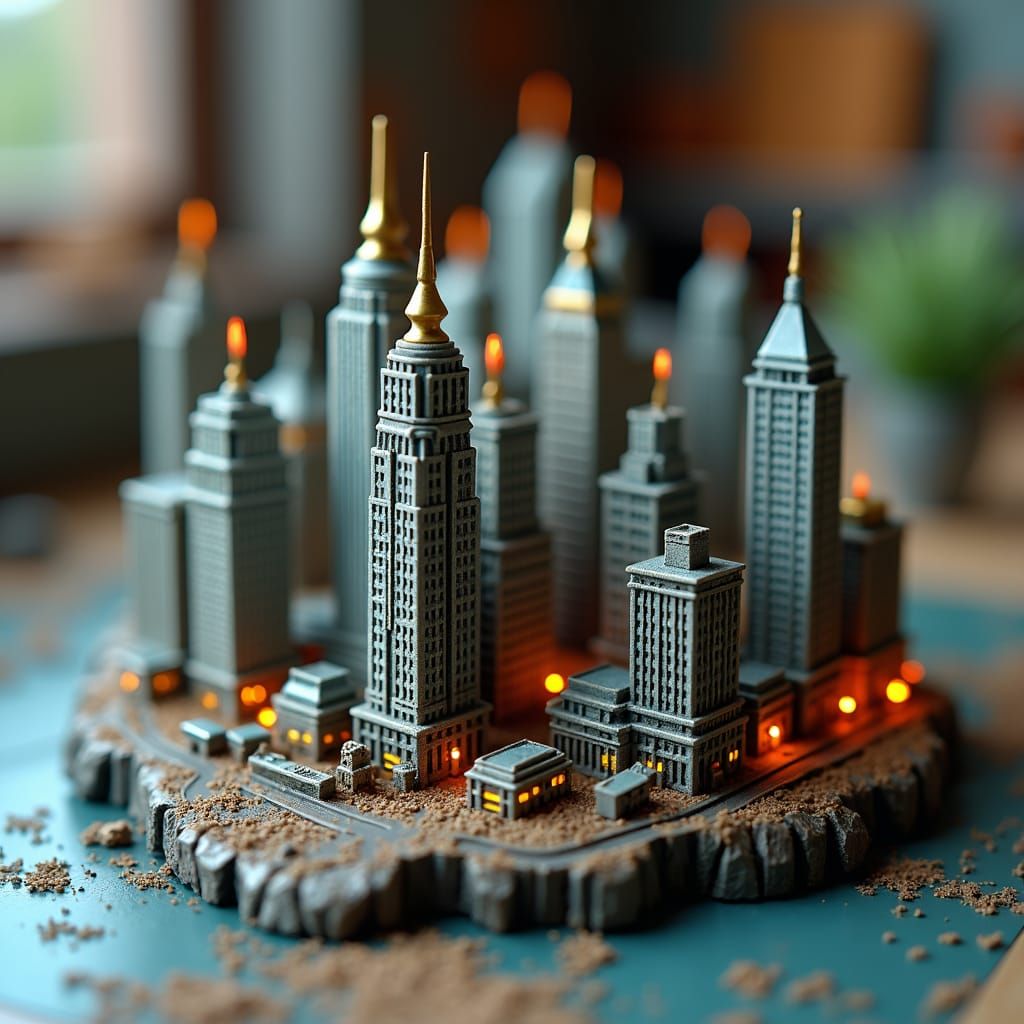 Detailed Die-Cast Resin Miniature of New York City