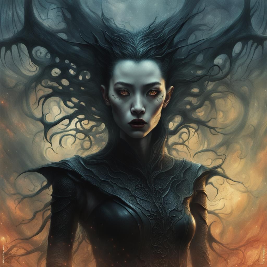 Eerie Chinese Vampire in Dark Fantasy Style