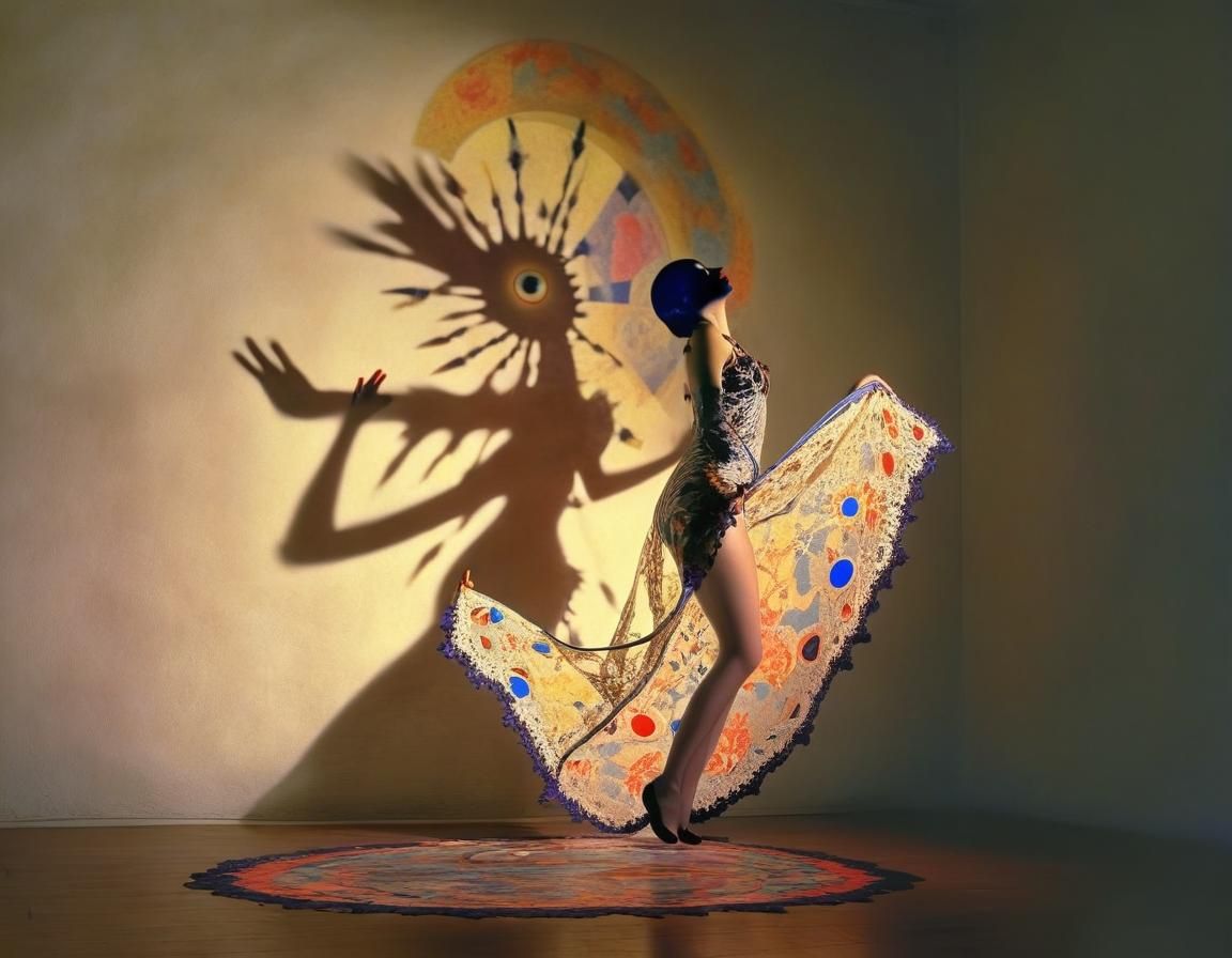 Surreal Shadow Dance: Polychrome Art Deco Style