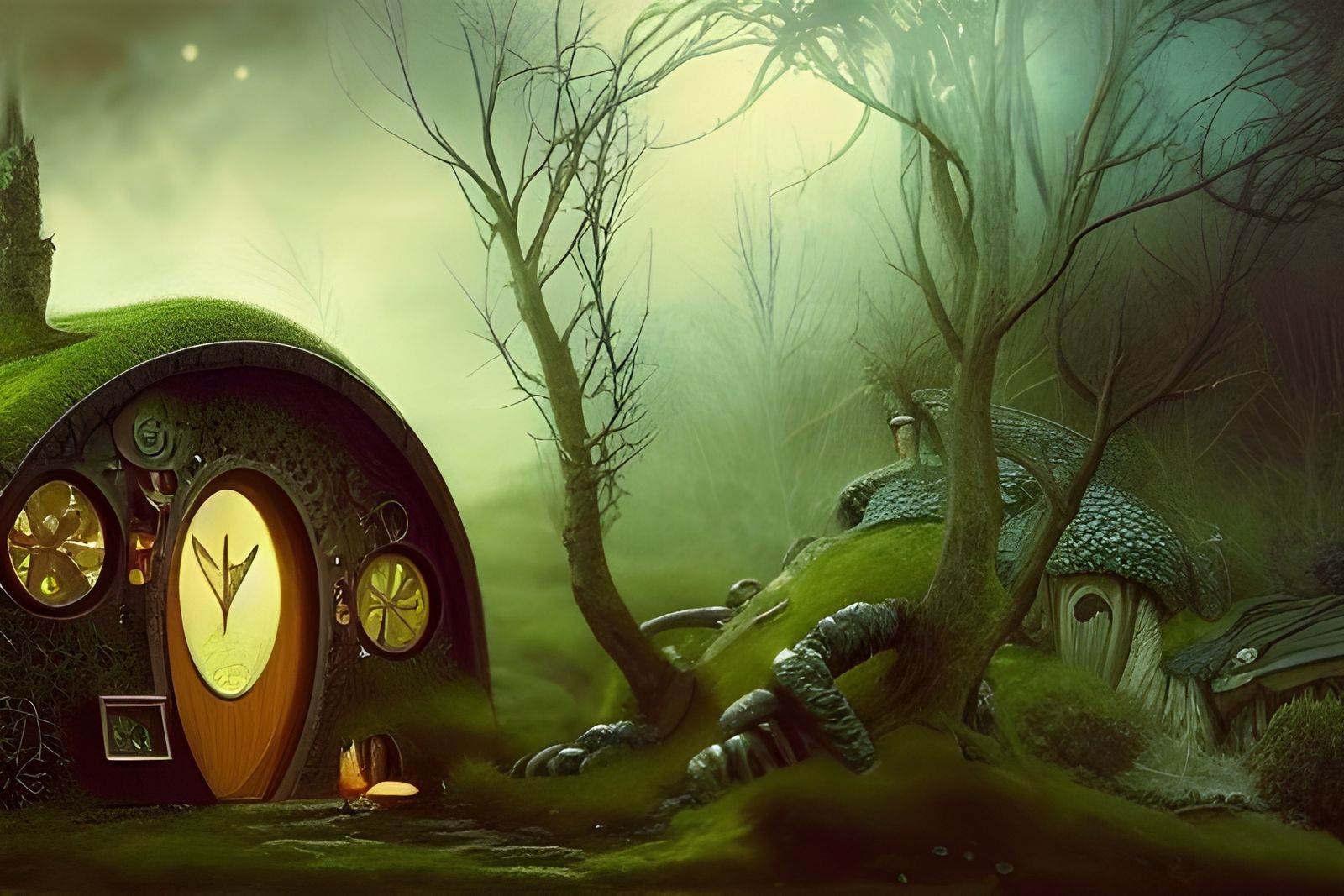 Charming Hobbit House with Biomechanical Elements