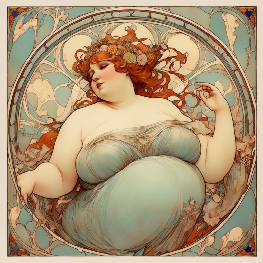 Alphonse Mucha curvy girl
