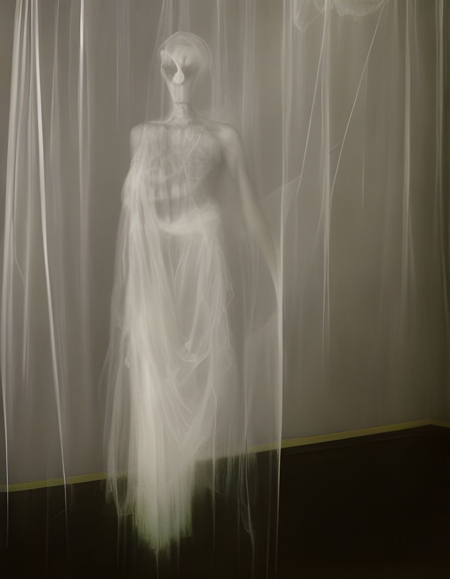 Ethereal Ghost in Cobwebs, Encaustic Art