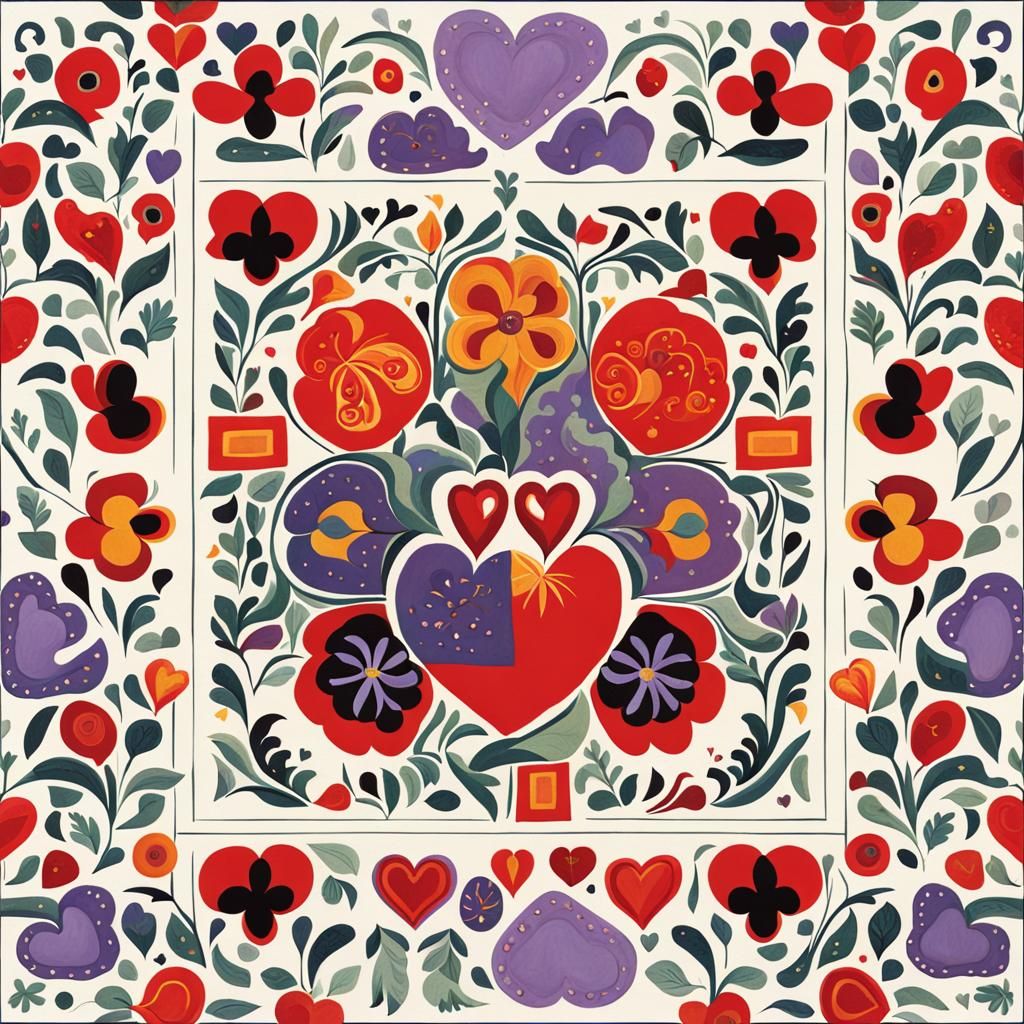 German Folk Art Cloister with Pansies and Lambs